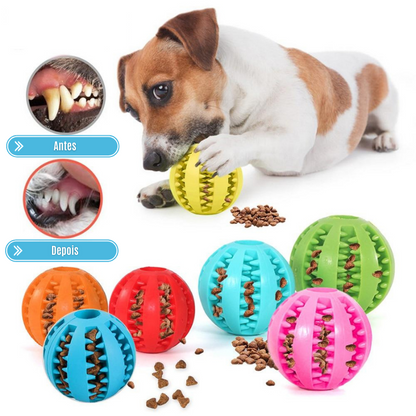 Dental Cleaning Pet Ball Toy with Treat Dispenser, 6cm