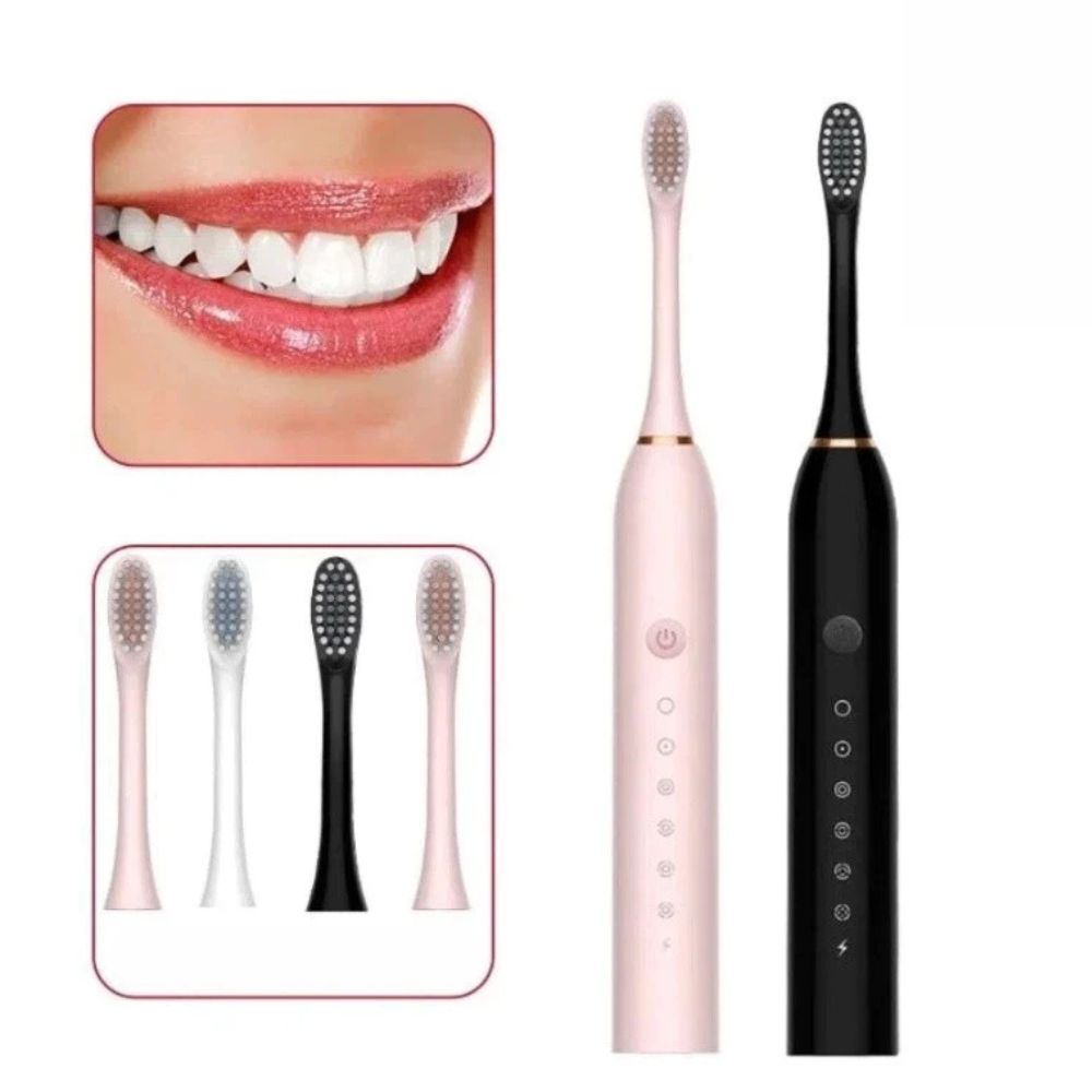 Waterproof USB Rechargeable Electric Toothbrush, 6 Modes