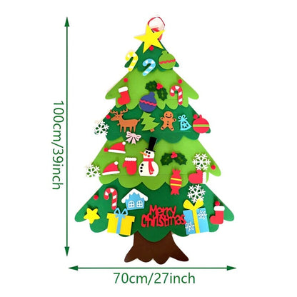 Felt Christmas Tree with 30 Ornaments + 5M LED Lights