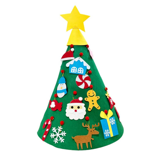 Felt Christmas Tree with 30 Ornaments + 5M LED Lights